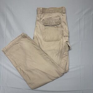 Duluth Trading Co Work Pants Mens 42x34 Khaki Utility Cargo Coolmax Cotton Tan